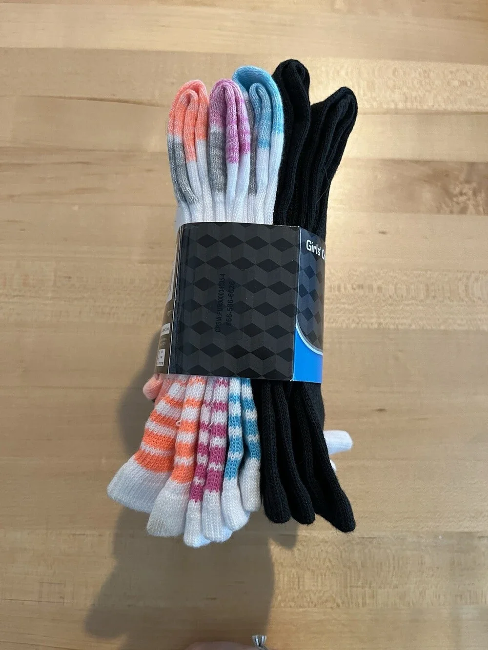 Athletic Works Socks Crew Girls Medium Cushioned Driworks Shoe Size 10.5 - 4